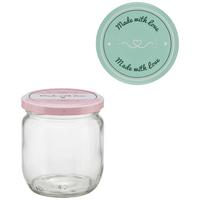 ZAVAŘOVACÍ SKLENICE ROSIE - 425ML - růžová/mátově zelená, kov/plast (425ml)