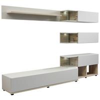 Wohnwand Brann Wohnwand - Eichefarben/Schwarz, Design, Glas/Holzwerkstoff (240/150/40cm) - MID.YOU