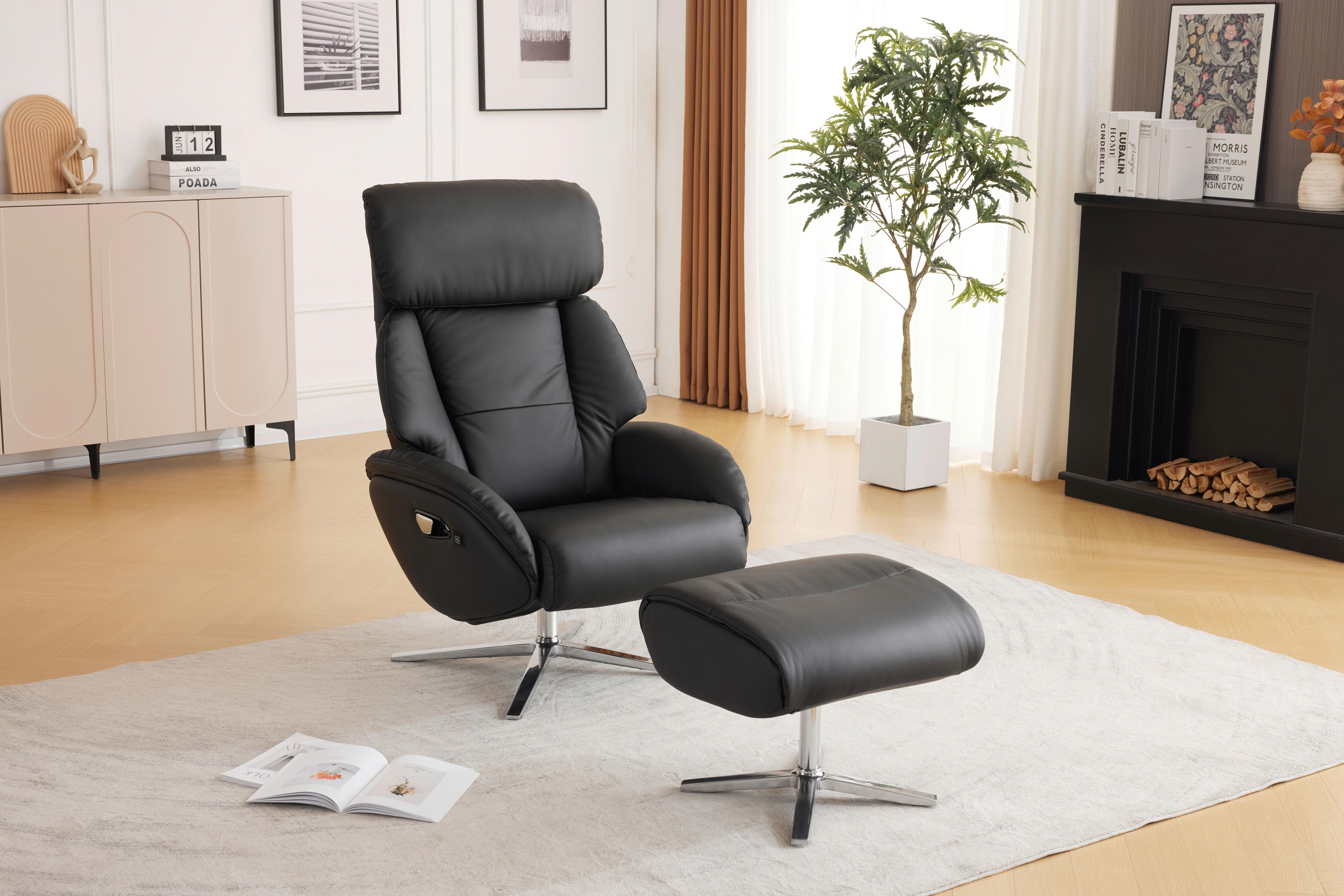Massagesessel Oli - Silberfarben/Schwarz, Design, Leder/Textil (76/107/82cm) - Livetastic