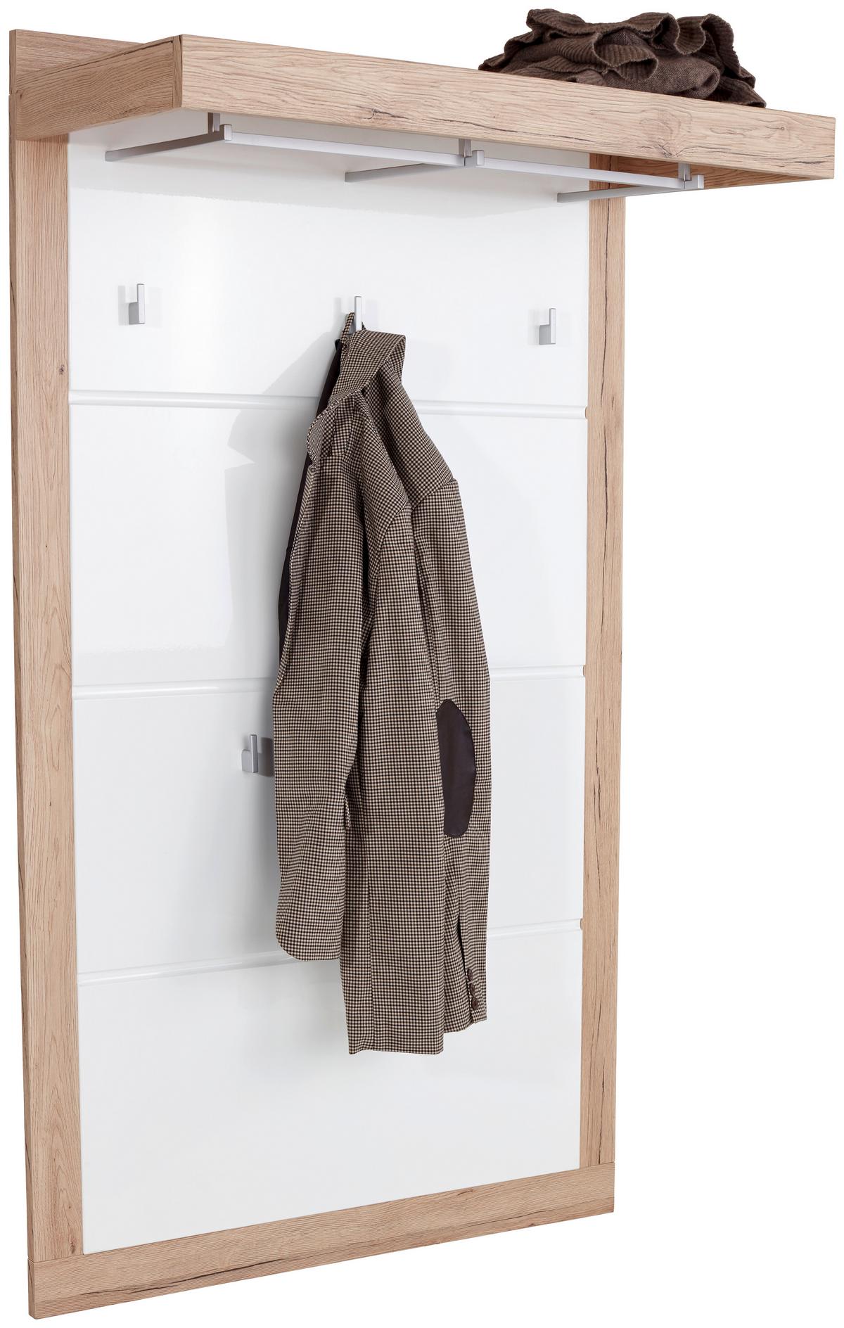 Garderobenpaneel Malta Eiche Dekor Hutablage B: 94,9 cm - Eichefarben/Weiß, MODERN, Holzwerkstoff (94,9/147,7/34cm)