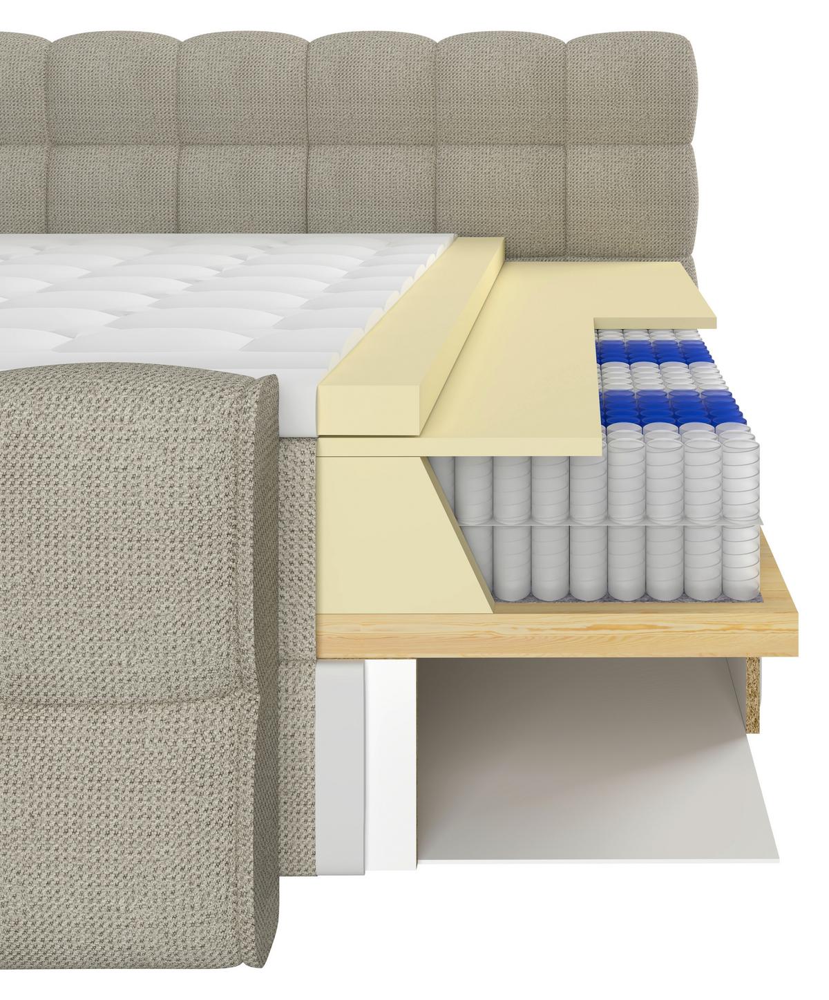 BOXSPRINGBETT inkl. Bettkasten 160x200 - Hellgrau/Schwarz, Trend, Holz/Holzwerkstoff (160/200cm) - Sembella