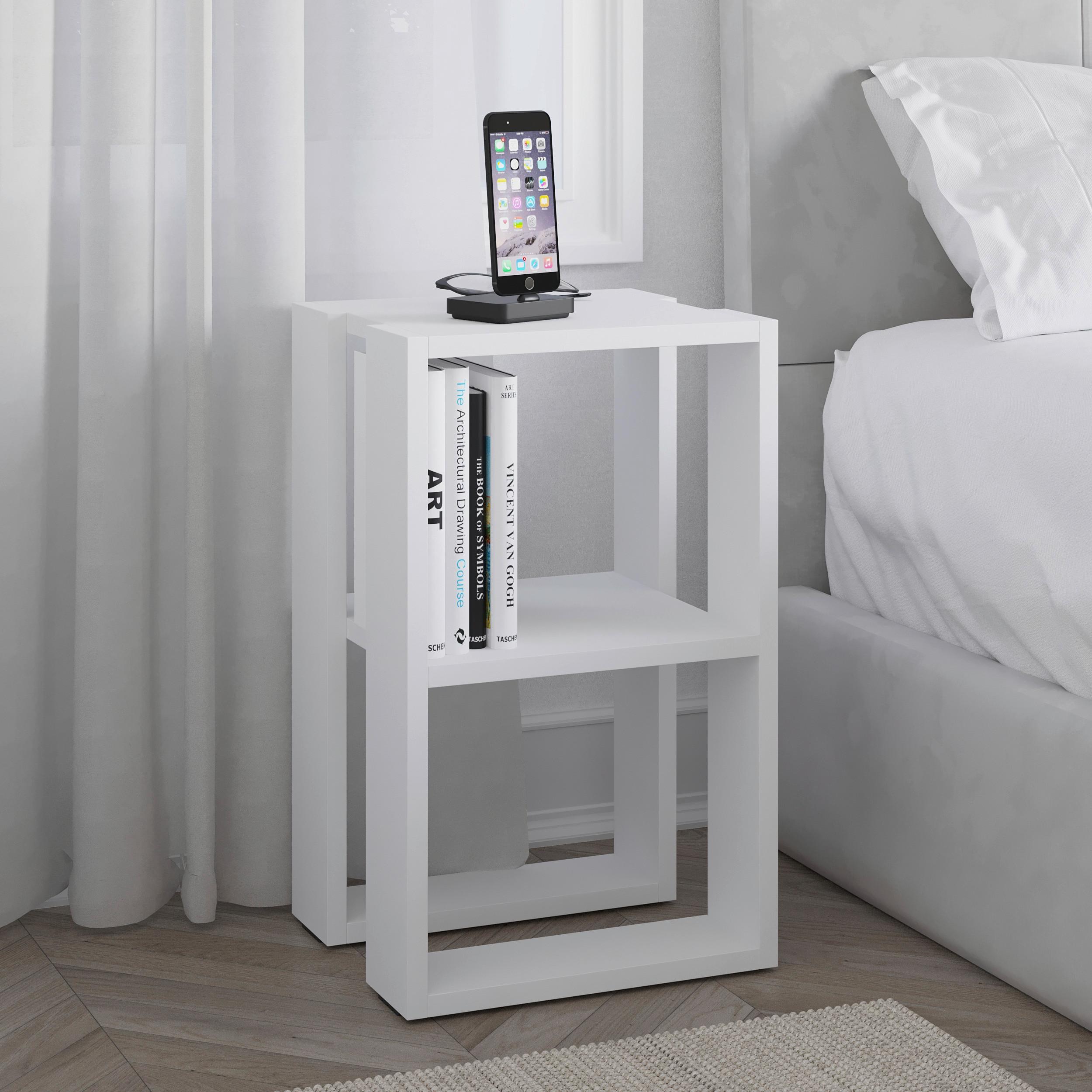 Nachttisch Lonie - Weiß, Design, Holzwerkstoff (34/55/30cm) - Livetastic