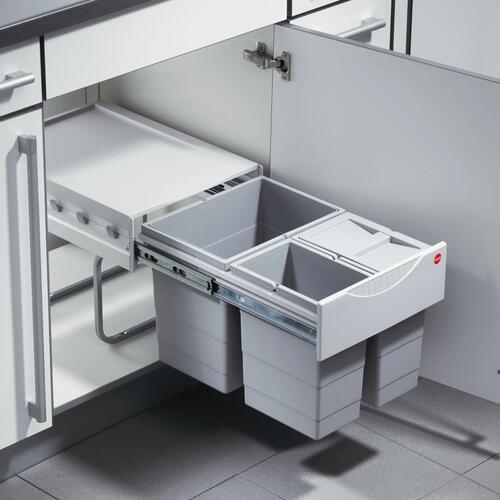 Abfallsammler Tandem 2 Kübel BxHxT 34,6x47,5x33,6 cm - Anthrazit, Basics, Kunststoff/Metall (34,6/47,5/33,6cm)