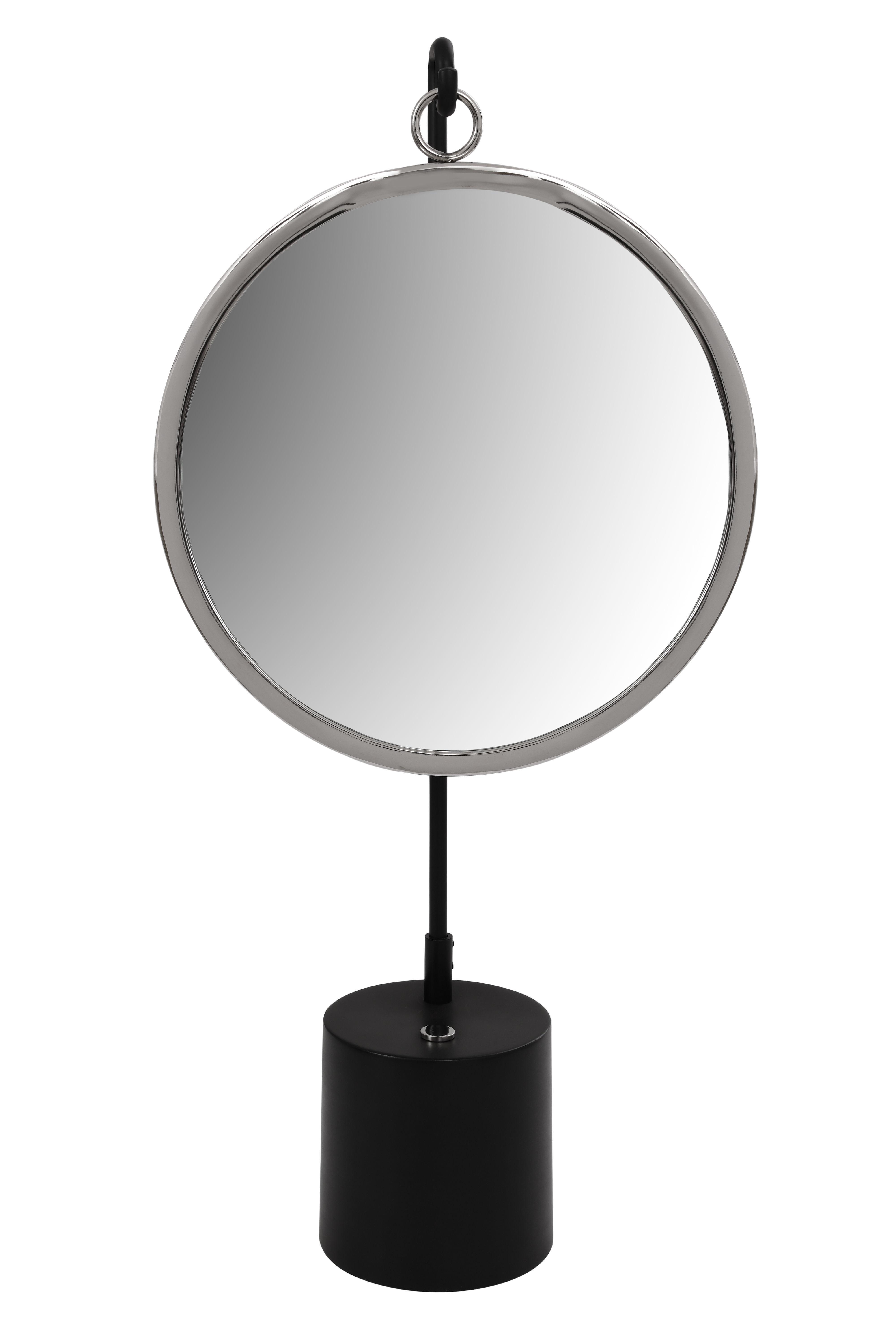 Tischspiegel Eleganca Silber/Schwarz H: 65 cm - Silberfarben/Schwarz, MODERN, Glas/Metall (30/65/13cm)