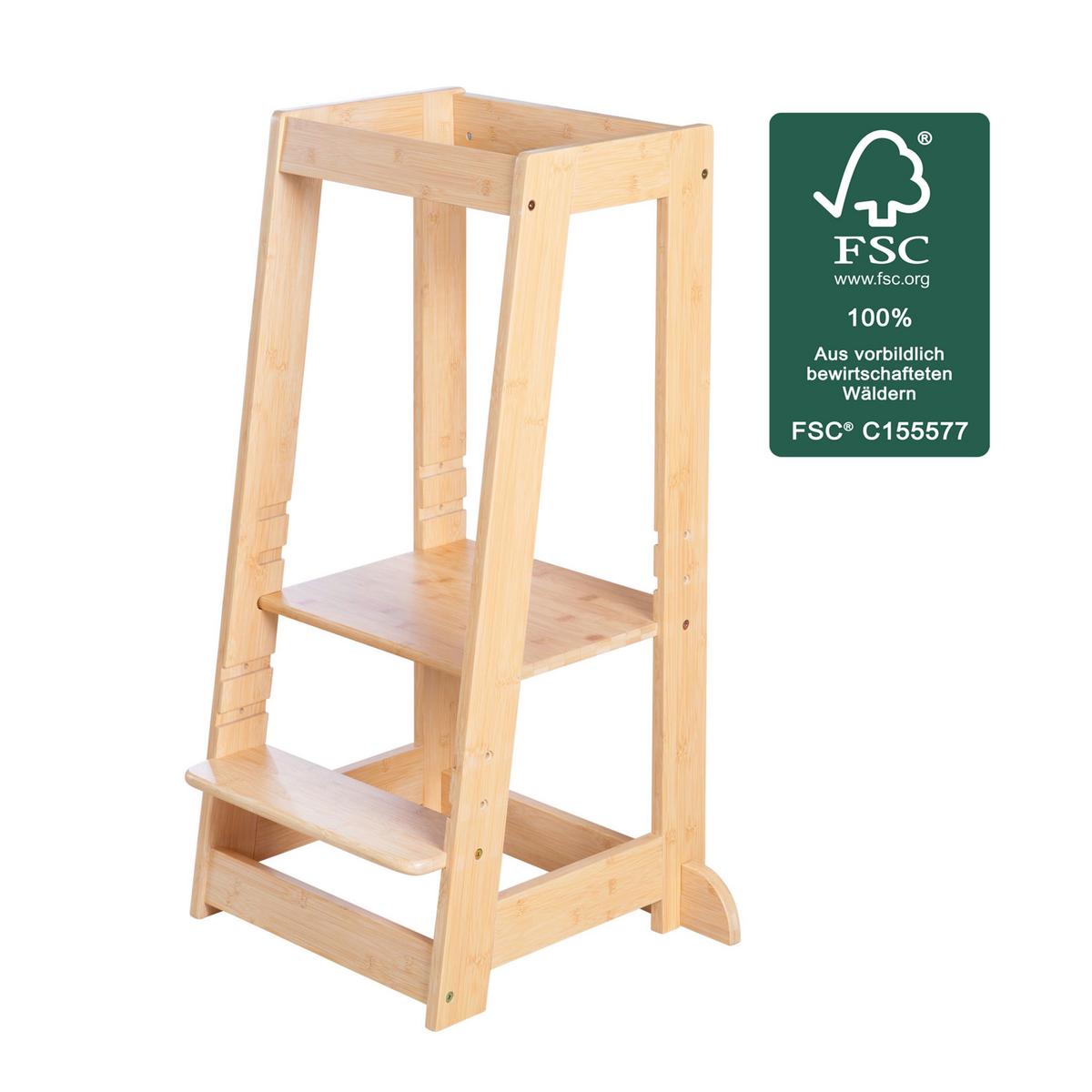 Lernturm Aus Holz Bambus Mitwachsend - Basics, Holz (54/88/43.5cm) - Roba