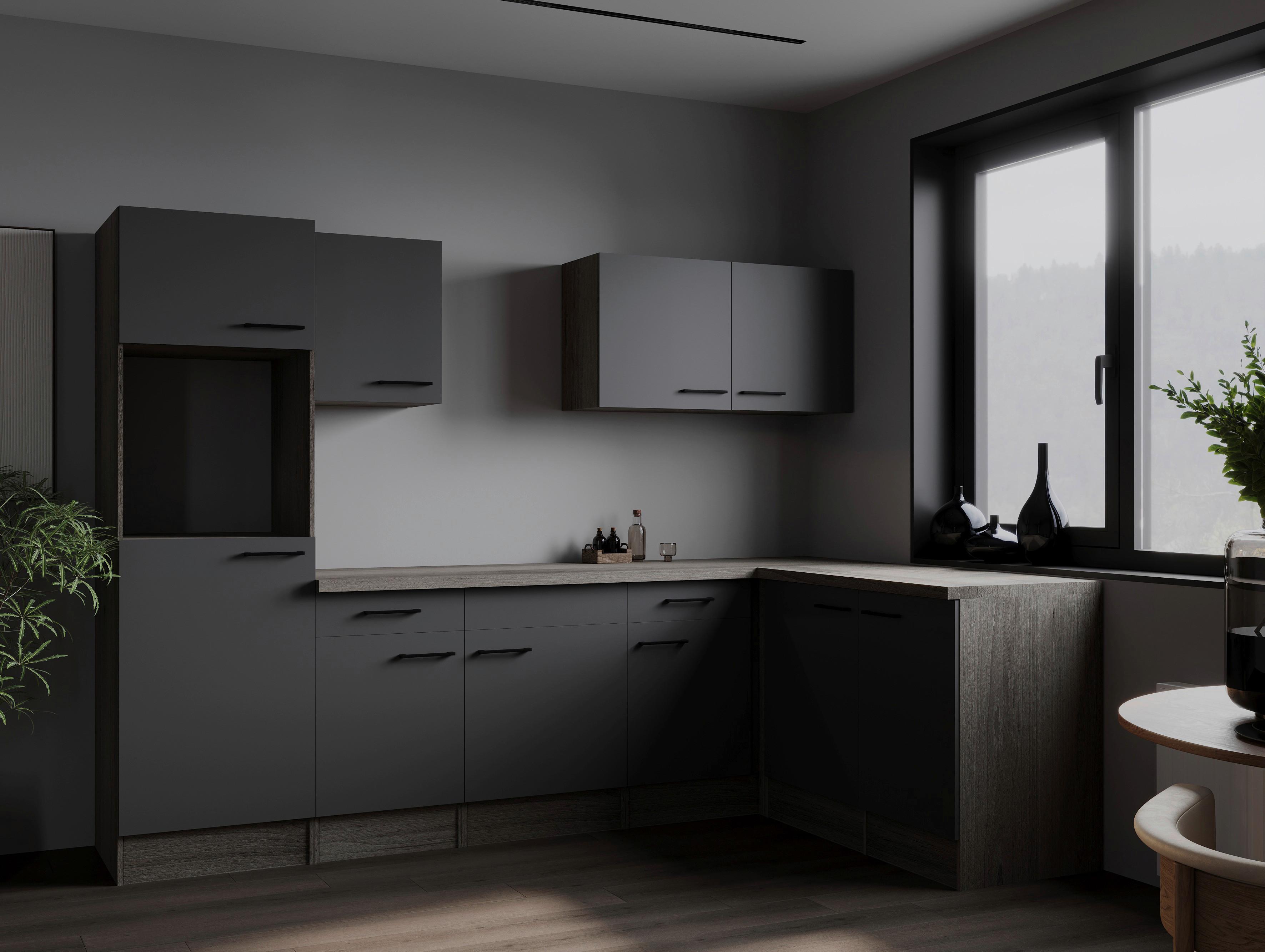 Eckküche Oliver Grau, Eiche Dekor S: 280x172cm - Eichefarben/Grau, Design, Holzwerkstoff (280/172cm) - Respekta