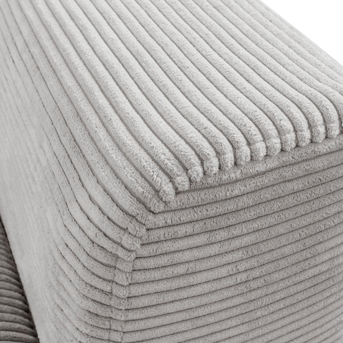 Ecksofa Berlin Cord Hellgrau 172x313 cm - Hellgrau/Schwarz, Design, Textil (172/313cm) - Livetastic