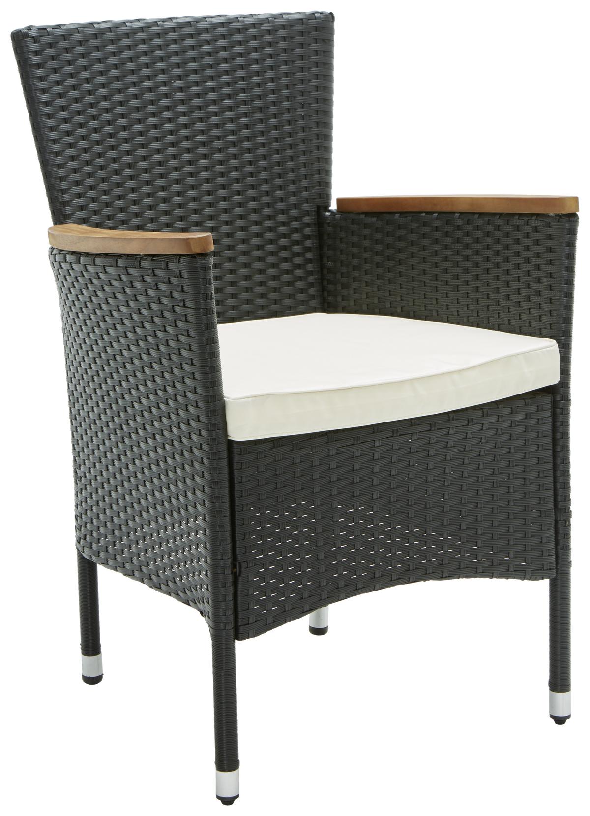 Gartengarnitur 9-Tlg Moa Polyrattan U. Holz mit Kissen - Beige/Schwarz, MODERN, Holz/Kunststoff - James Wood