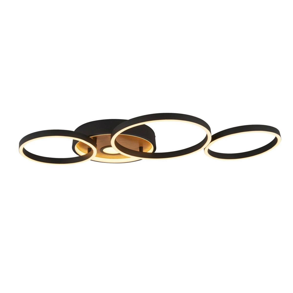 LED-Deckenleuchte 36305-1bk - Schwarz/Braun, Basics, Kunststoff/Metall (89/8/42cm)