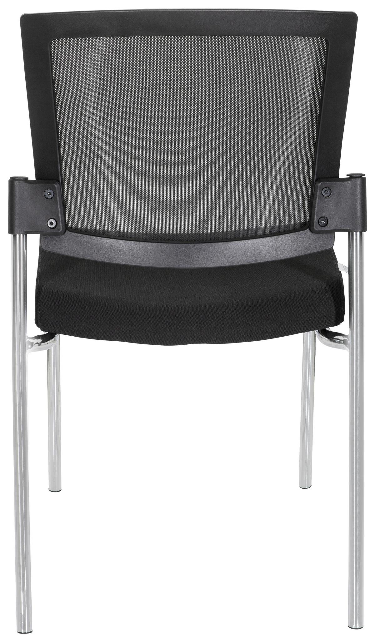 Besucherstuhl K9 V Gepolstert Schwarz Bis 180kg - Chromfarben/Schwarz, MODERN, Textil/Metall (48/90/58cm) - MID.YOU