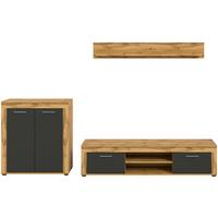 Wohnwand Jam Eiche Dekor Anthrazit 3-Teilig B: 255 Cm - Anthrazit/Eiche Wotan, Design, Holzwerkstoff (255/159/35cm) - MID.YOU