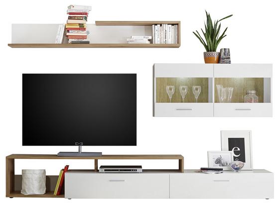 Wohnwand Modern 3 Tlg. mit Led New Vision 3, Weiß/Eiche Dekor - Eichefarben/Schwarz, MODERN, Glas/Holzwerkstoff (265/192/42cm) - MID.YOU Wohnwand Modern 3 Tlg. mit Led New Vision 3, Weiß/Eiche Dekor - Eichefarben/Schwarz, MODERN, Glas/Holzwerkstoff (265/192/42cm) - MID.YOU