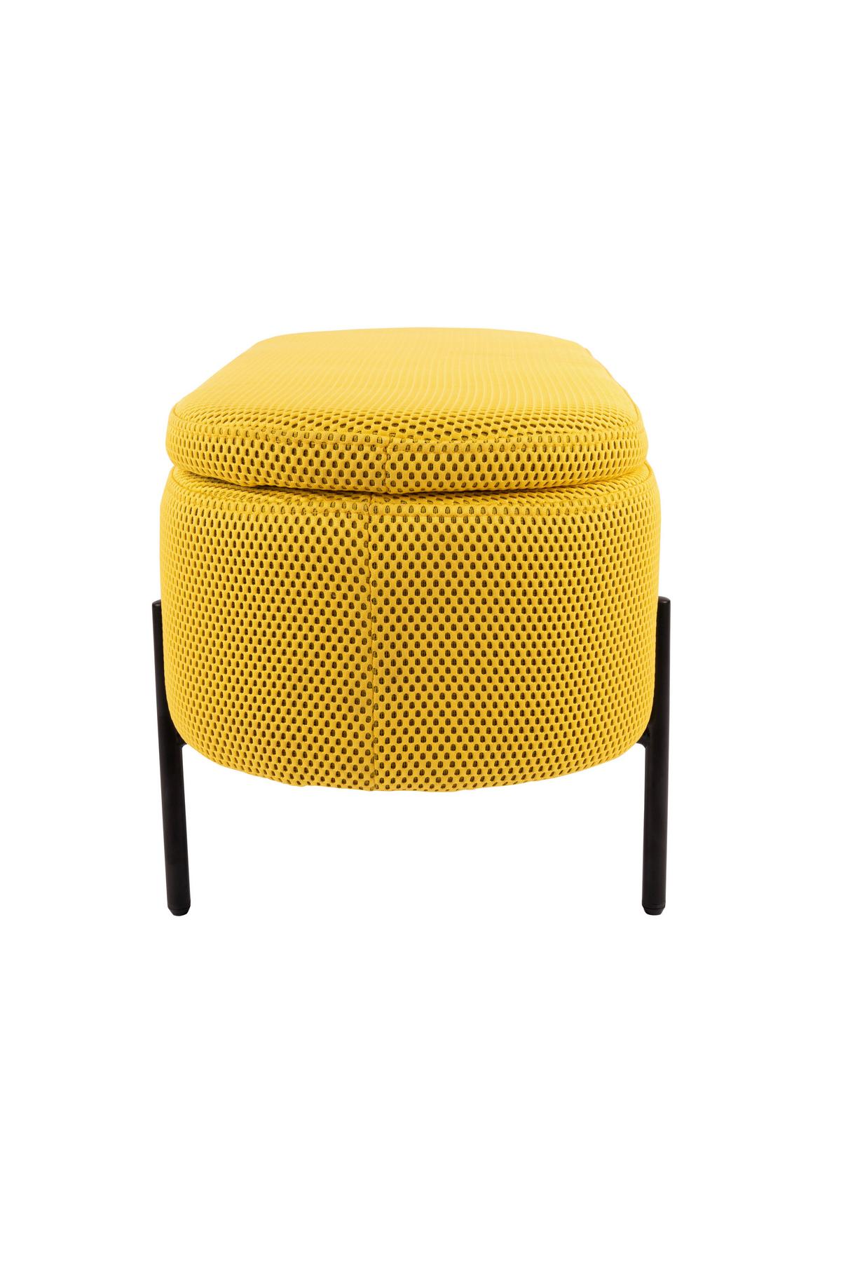 Sitzbank Carla Gelb, mit Stauraum, L: 95 cm - Gelb/Schwarz, Design, Textil/Metall (95/36/43cm)