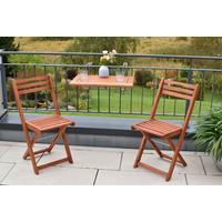 Gartentischgruppe Porto 3--Teilig. aus Holz - Eukalyptusholzfarben, KONVENTIONELL, Holz - Gardenson