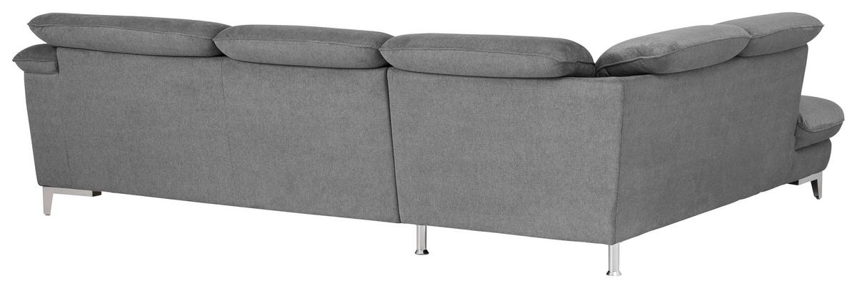 Ecksofa Mit Schlaffunktion Teresa Dunkelgrau 232x293 Cm - Chromfarben/Dunkelgrau, Design, Textil (232/293cm) - Livetastic