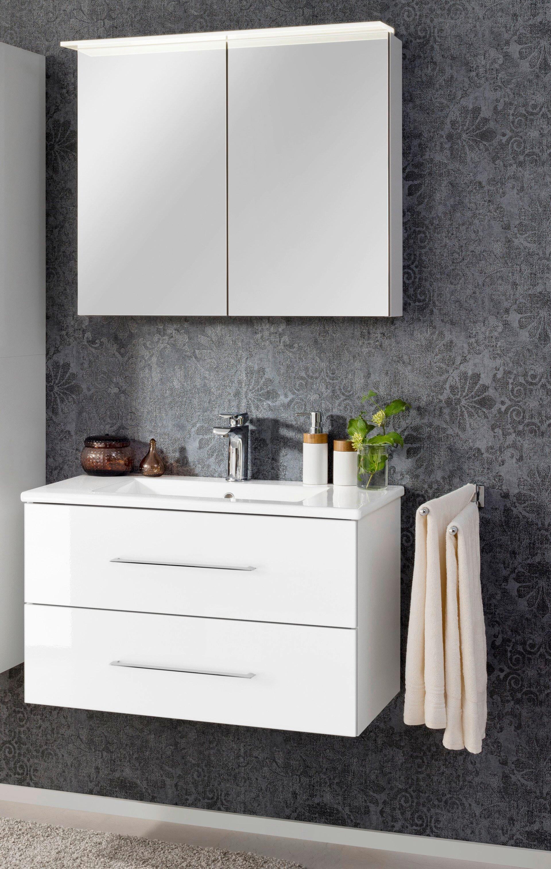 Badezimmer B.Perfekt Weiß 3-Teilig - Weiß, Basics, Glas/Keramik (82cm) - MID.YOU