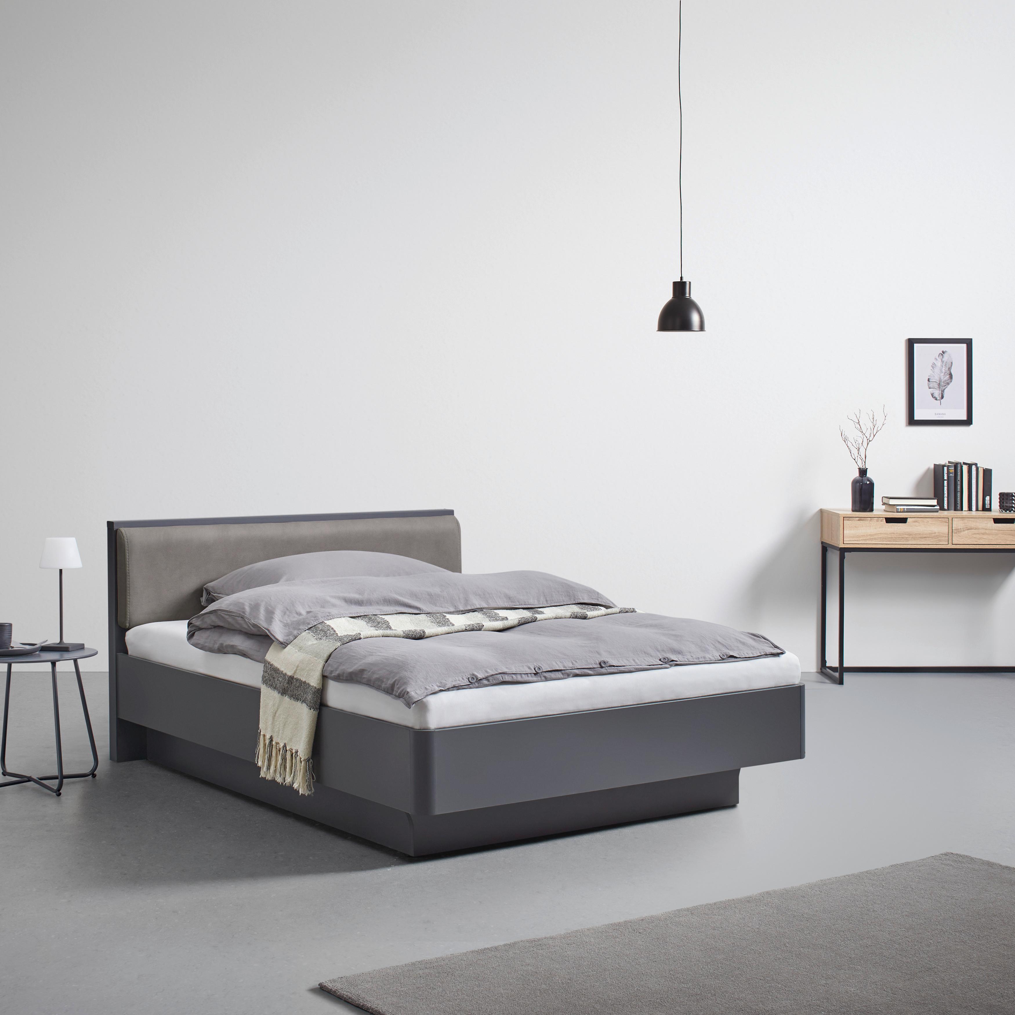 Čalouněná postel 140x200 cm, Mariello, světle hnědá - antracitová/světle hnědá, Moderní, dřevo/textil (140/200cm) - Bessagi Home