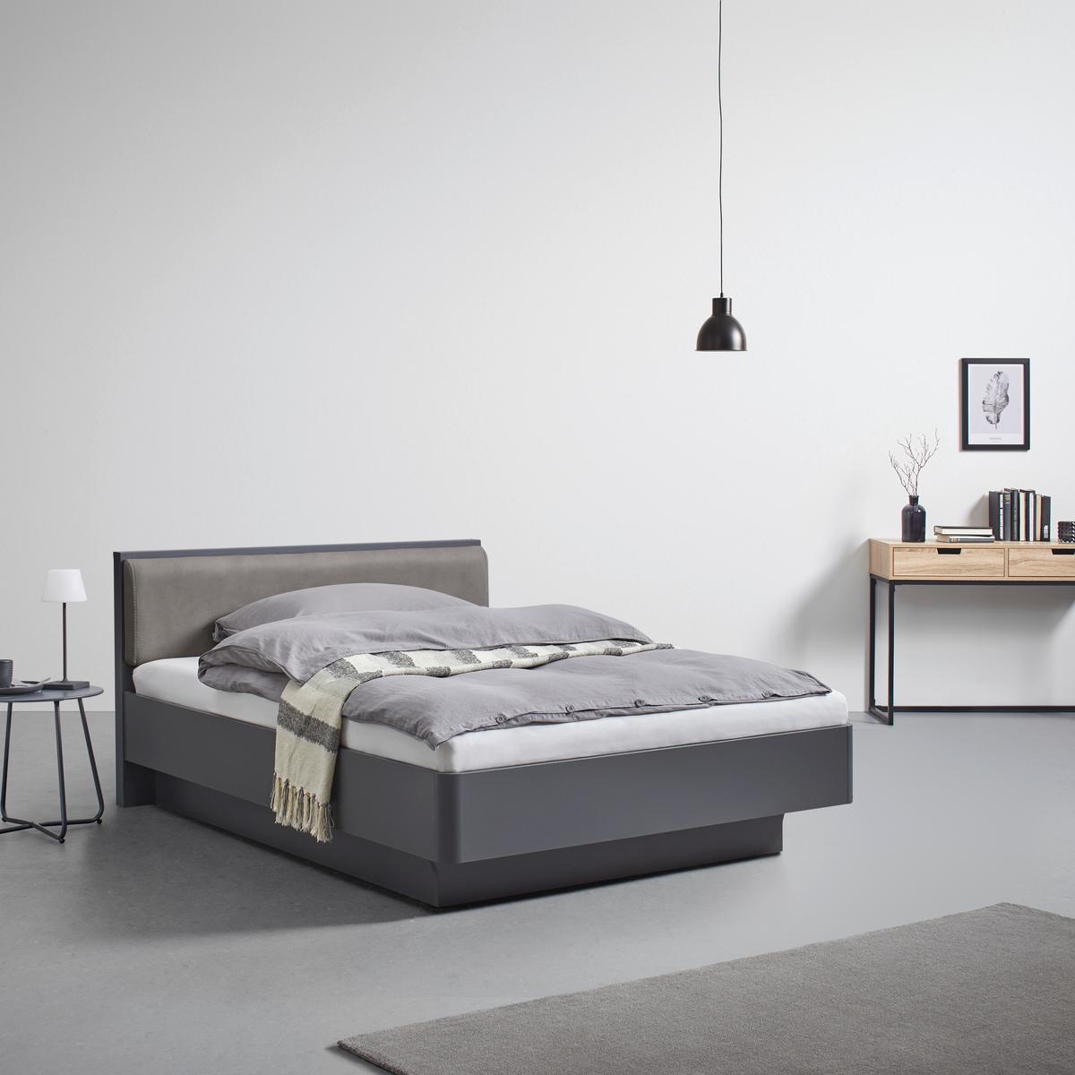 Čalúnená posteľ 140x200 cm, Mariello, svetlohnedá - svetlohnedá/antracitová, Modern, drevo/textil (140/200cm) - Bessagi Home