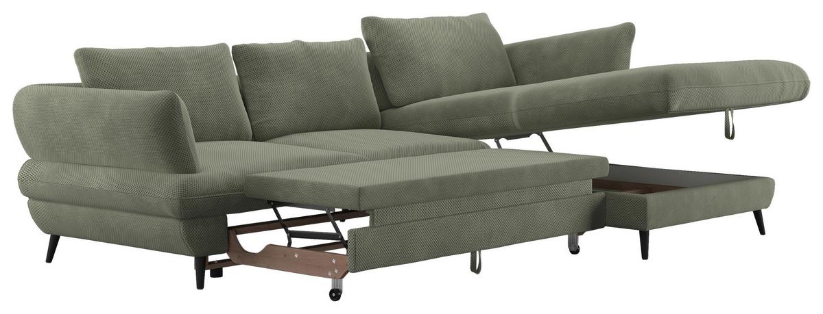 Ecksofa Balou, Grün S: 281x181 cm - Schwarz/Grün, Design, Textil (281/181cm) - Livetastic