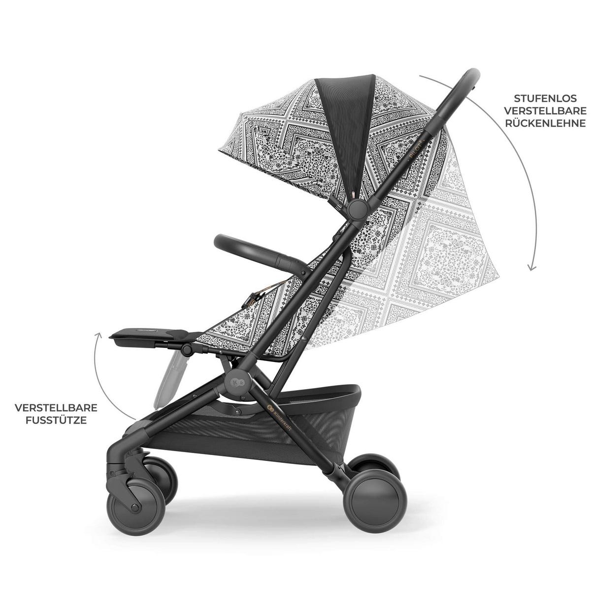 Kinderbuggy schwarz - Basics (67/42/101cm) - Kinderkraft