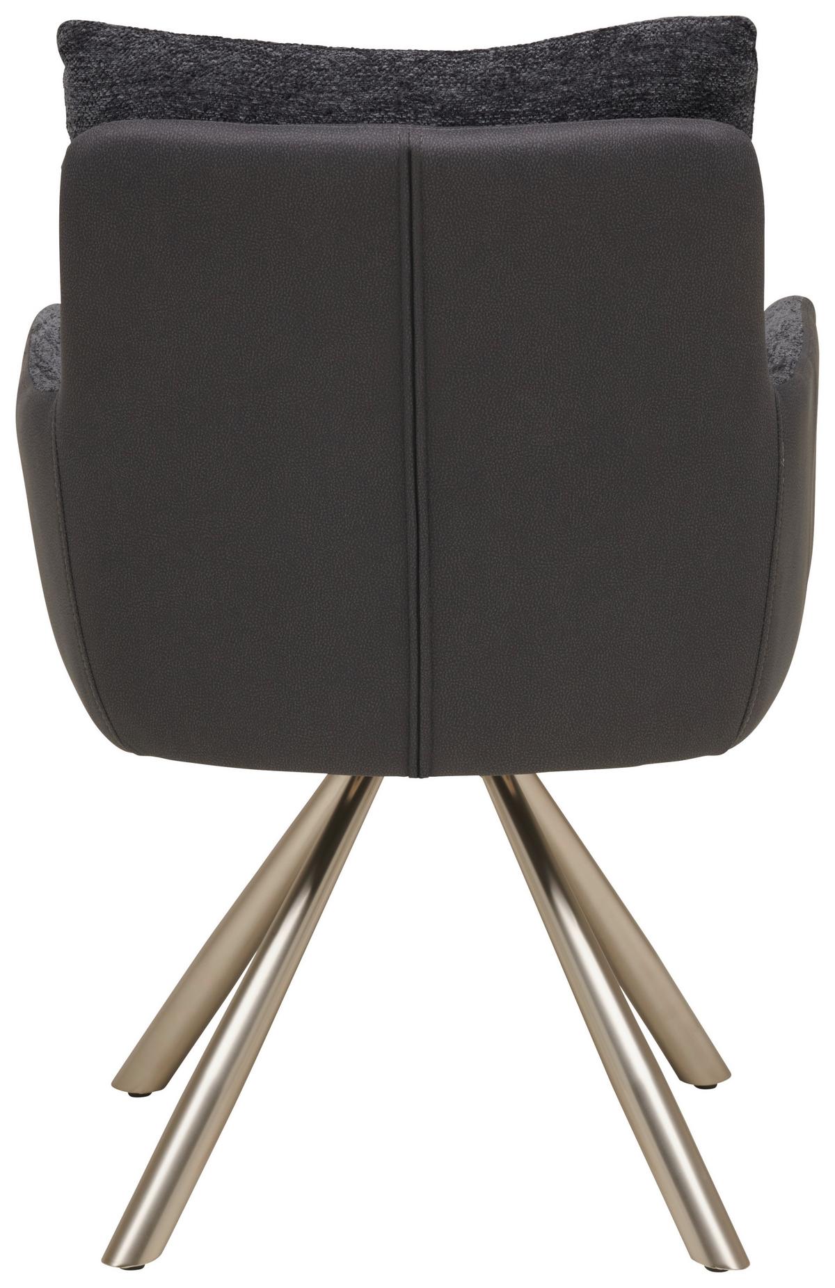 Armlehnstuhl Enid Webstoff Anthrazit, B: 60 cm - Anthrazit/Nickelfarben, KONVENTIONELL, Textil/Metall (60/92/65cm) - Livetastic