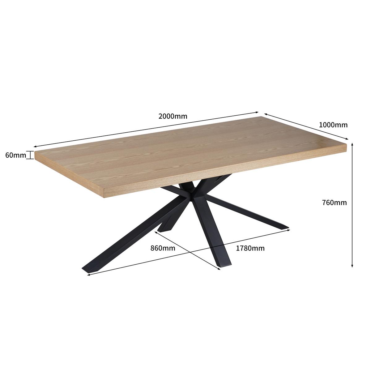 Esstisch Gino 200x100x76 cm Naturfarben/Schwarz - Schwarz/Naturfarben, KONVENTIONELL, Holz/Holzwerkstoff (200/100/76cm) - MID.YOU