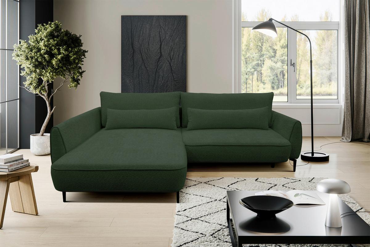 Ecksofa Abriamo Dunkelgrün 204x273 cm - Dunkelgrün/Creme, Design, Textil (204/273cm) - MID.YOU
