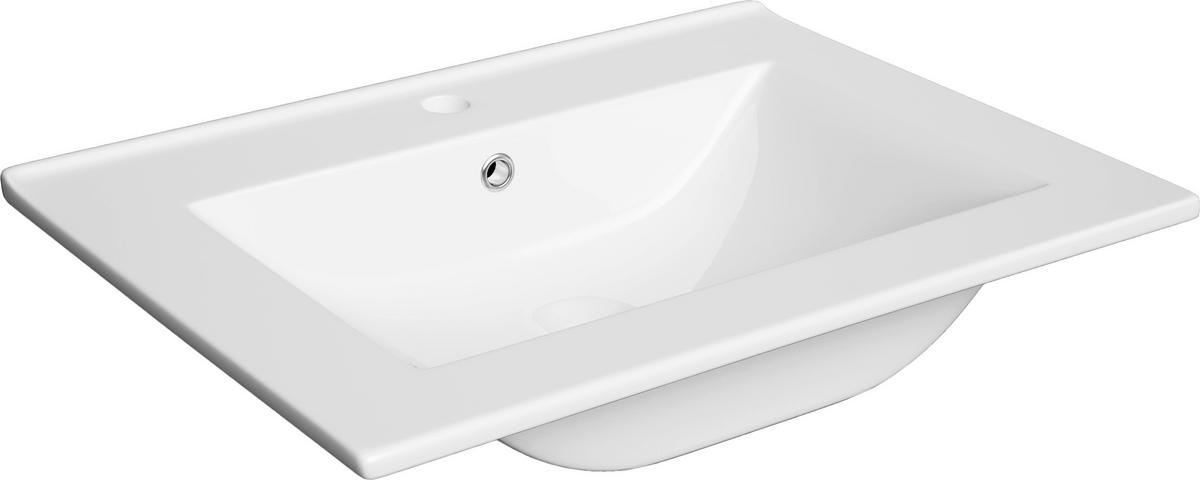 Waschbecken mit Unterschrank Nena B: 80 cm Eiche Dekor - Eichefarben/Weiß, MODERN, Keramik/Holzwerkstoff (80cm) - MID.YOU
