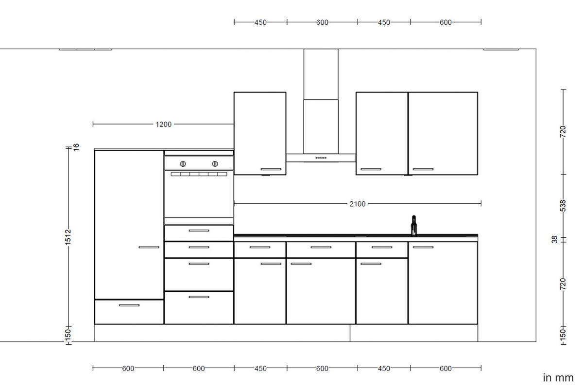 Kuchyňská linka 330 cm, kamenná sivá - šedá/černá, Moderní, kov/kompozitní dřevo (330cm) - Nobilia