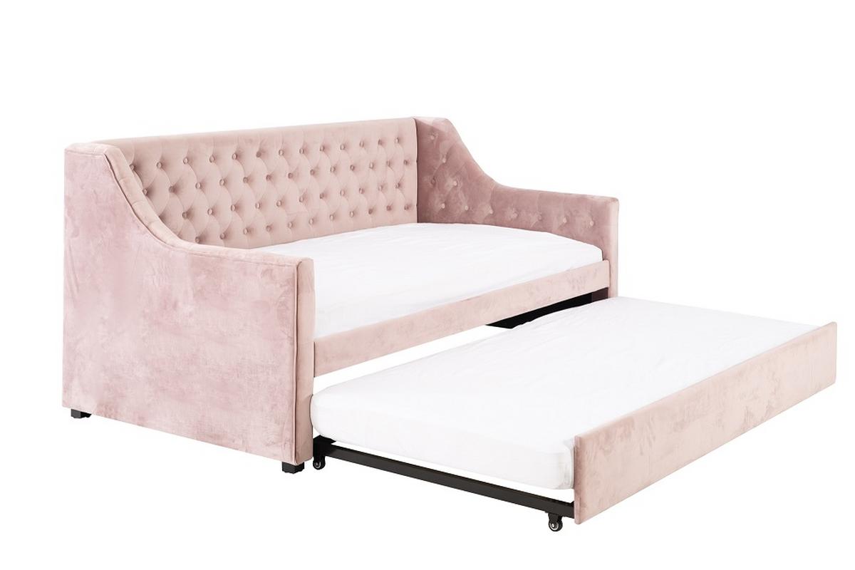 Ausziehbares Schlafsofa in Rosa mit Lattenrost