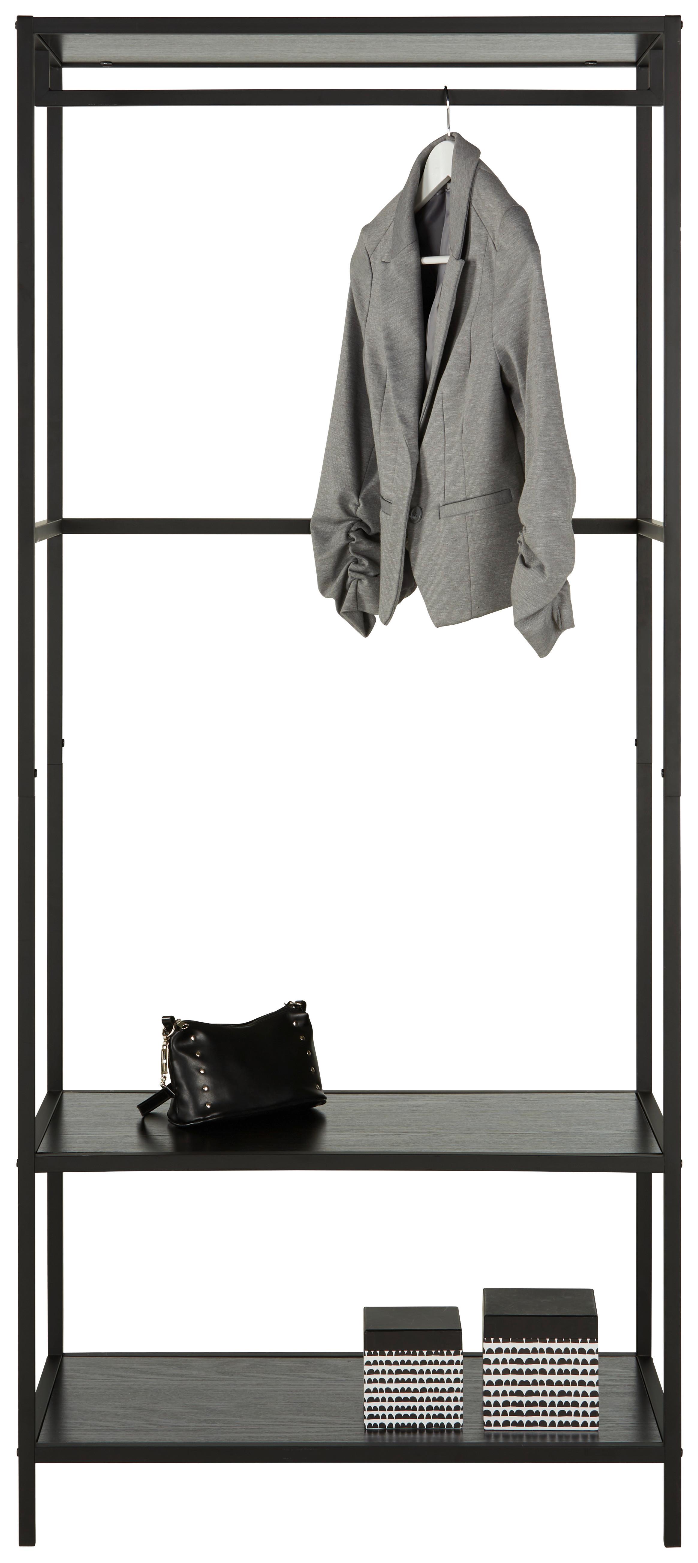 Šatní stojan černá - černá, Moderní, kov/kompozitní dřevo (80/185/44cm) - Mömax