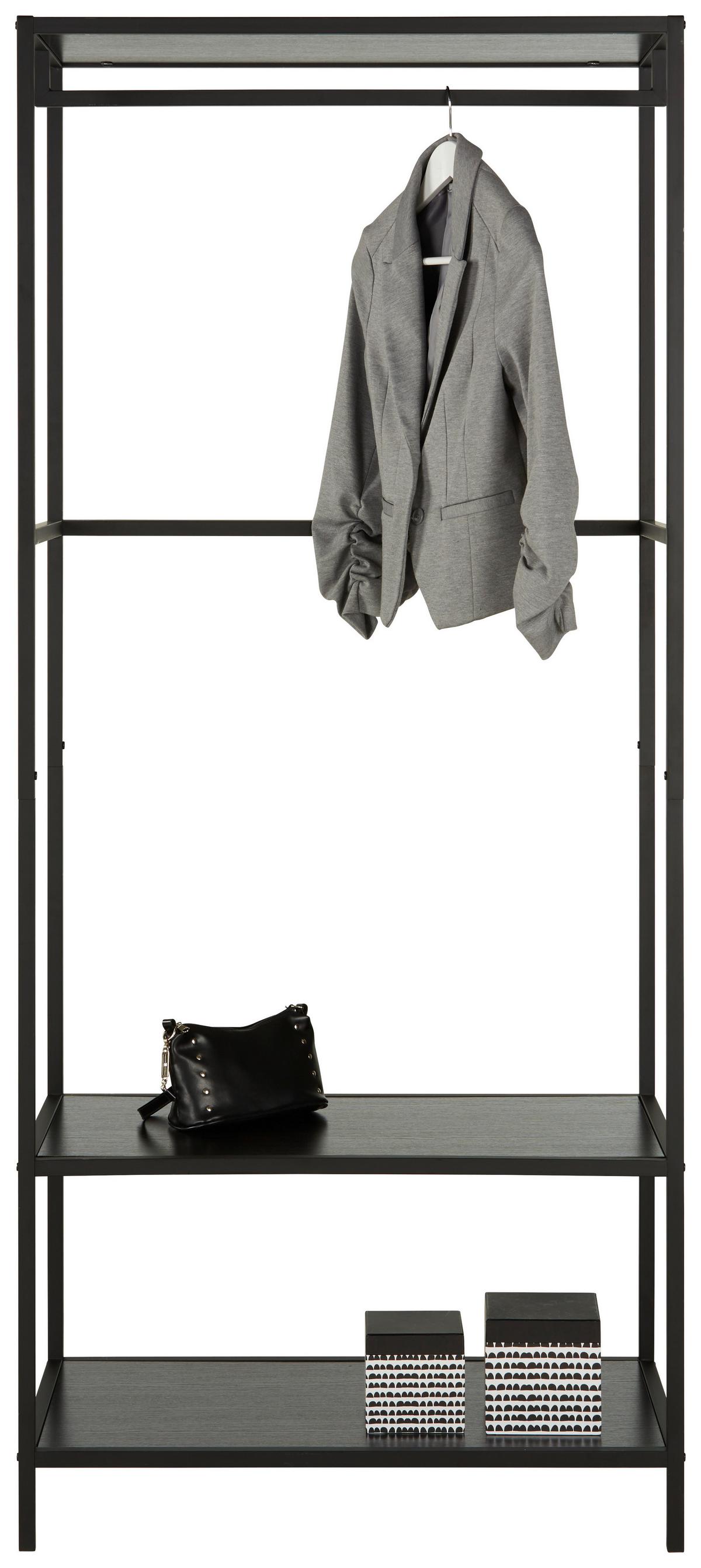 Vešiak na odevy čierna - čierna, Modern, kov/kompozitné drevo (80/185/44cm) - Mömax