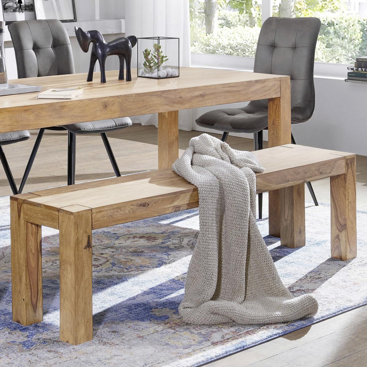 Sitzbank Mumbai Akazie Massiv, B: 180 Cm - Akaziefarben, MODERN, Holz (180/45/35cm) - MID.YOU