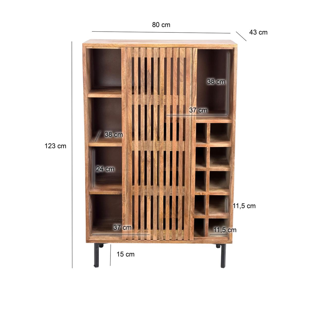 BARSCHRANK Braun B: 80cm - Schwarz/Braun, Design, Holz (80/123/43cm) - Livetastic