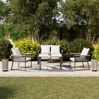 TERASOVÁ SEDACIA SÚPRAVA PAULINA - čierna/svetlosivá, Modern, kov/textil (106/74/70,5cm) - Bessagi Garden