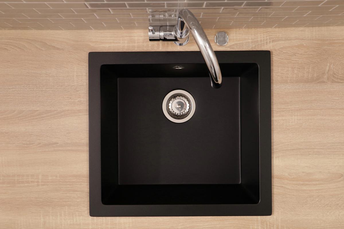 SPÜLE Nelson, Schwarz B: 52 cm - Schwarz, Trend, Stein (52/22/47cm) - Respekta
