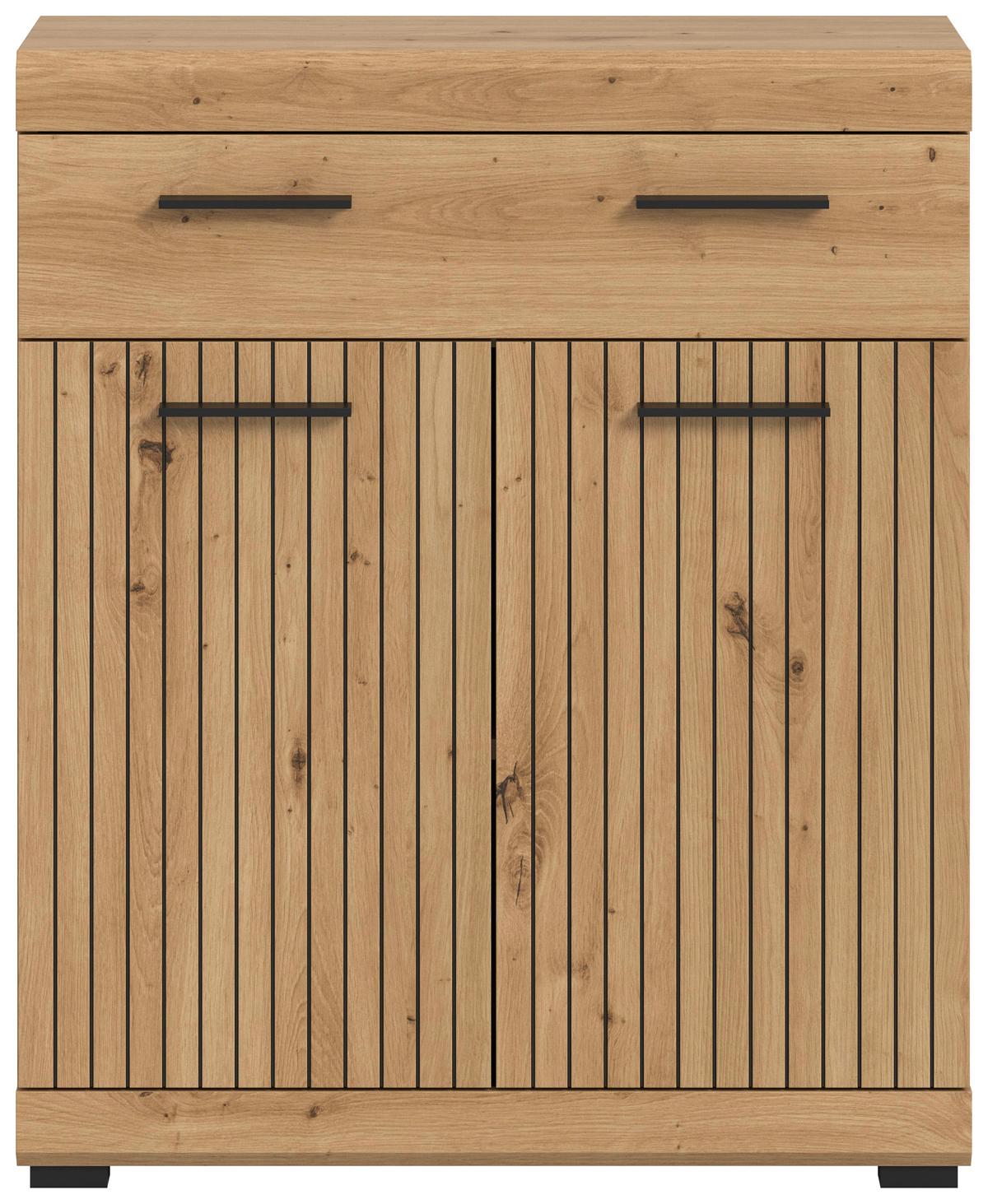 Midischrank Scout Eiche Artisan Dekor B: 74cm - Schwarz/Eiche Artisan, Trend, Holzwerkstoff (74/88/31cm) - MID.YOU