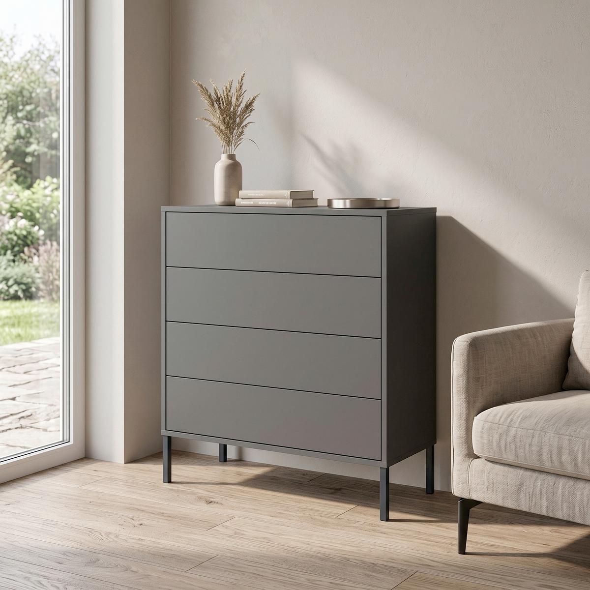 Kommode 79 cm Mailand Typ 3 + Mf, Anthrazit - Anthrazit, MODERN, Holzwerkstoff (79/86/33cm) - MID.YOU