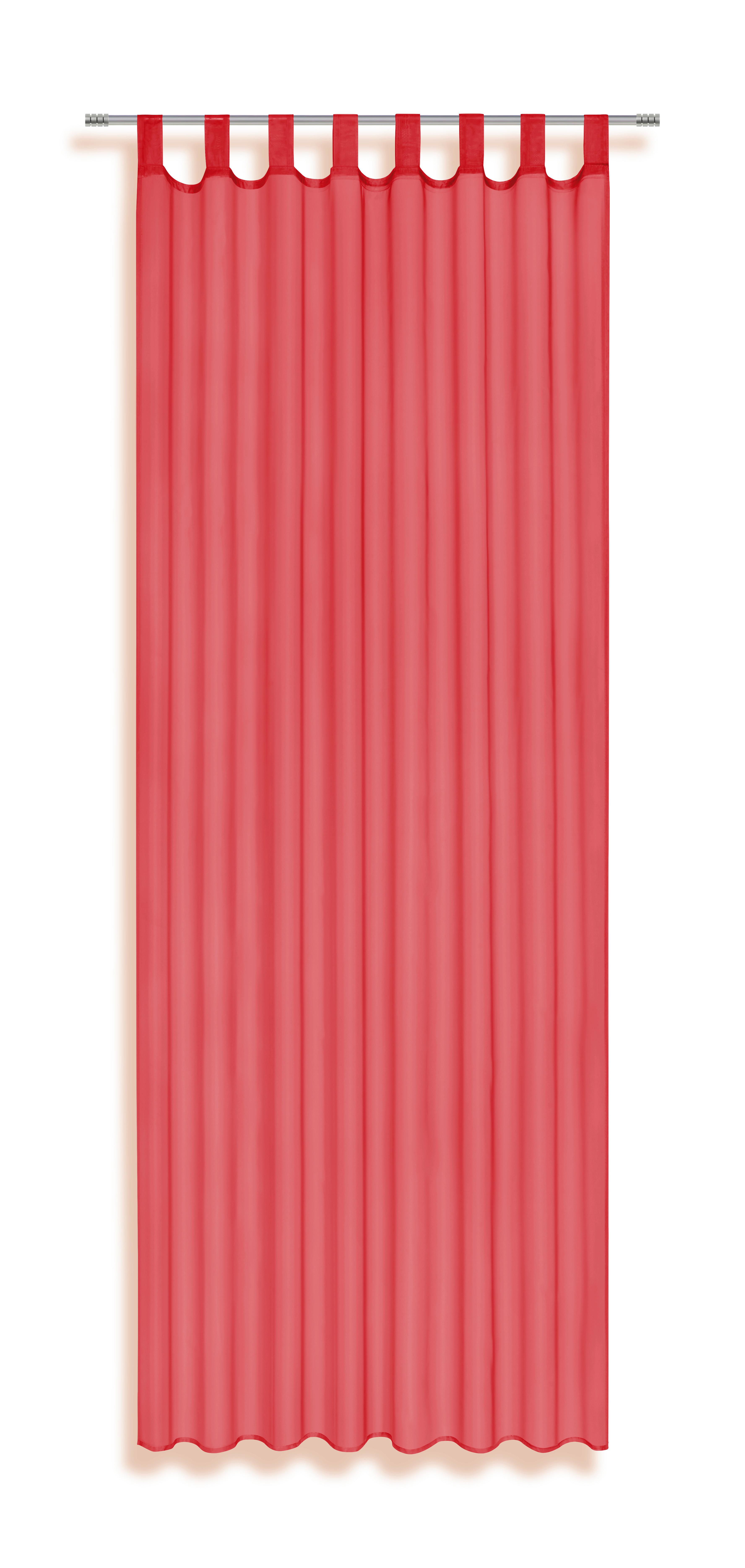 Vorhang mit Schlaufen und Band Utila B: 140 cm, Rot - Rot, KONVENTIONELL, Textil (140/245cm) - Ondega