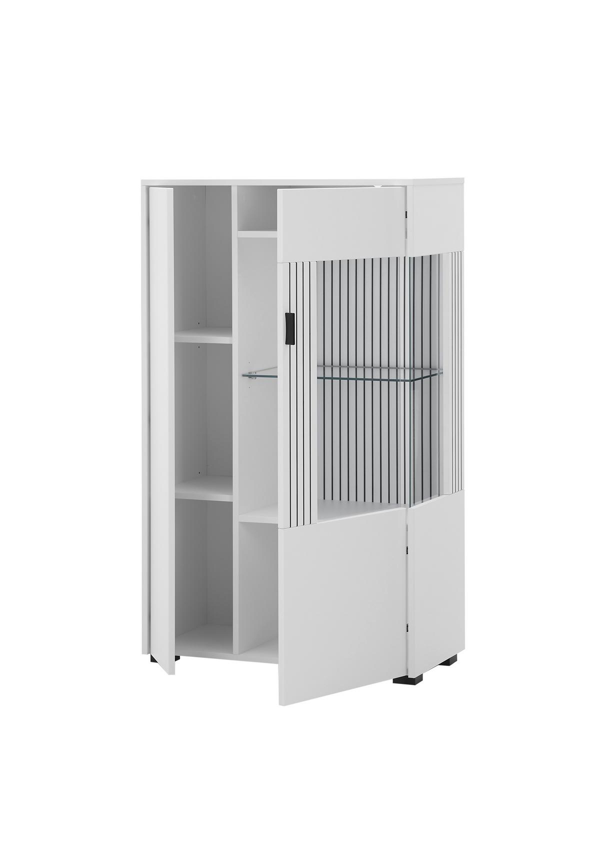 Vitrine Hudson Schwarz/Weiß B: 75 cm - Schwarz/Weiß, Design, Glas/Holzwerkstoff (75/125/38cm) - MID.YOU