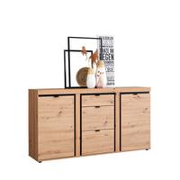 Sideboard Mit Soft-Close B: 167,3 cm Nyon, Eiche Dekor - Eichefarben/Schwarz, MODERN, Holzwerkstoff (167,3/90,9/40,5cm)