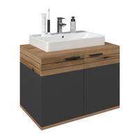Waschbecken mit Unterschrank Cotia Catlu B: 80 cm - Eichefarben/Anthrazit, MODERN, Keramik/Holzwerkstoff (80/57/48cm) - James Wood