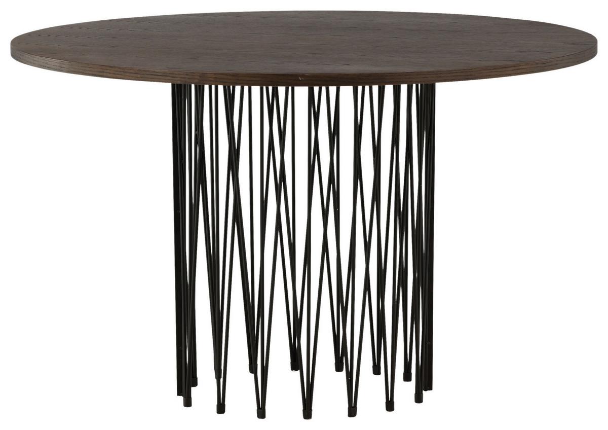 Esstisch Stone - Dunkelbraun/Schwarz, Design, Holzwerkstoff/Metall (120/120/74cm) - Livetastic