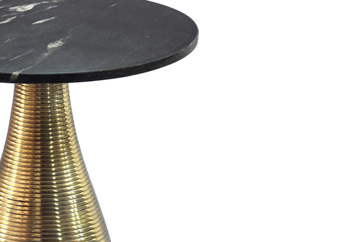BEISTELLTISCH Schwarz L: 40cm - Goldfarben/Schwarz, Design, Stein/Metall (40/40/48cm) - Livetastic