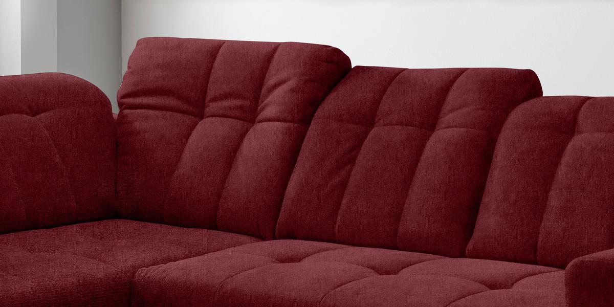 Ecksofa mit USB Anschluss Sano, Bordeaux, S: 200x261 cm - Bordeaux/Schwarz, MODERN, Textil (200/261cm) - Livetastic