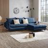 Ecksofa mit Schlaffunktion & Bettkasten Wave Dunkelblau - Beige/Schwarz, MODERN, Textil (266/189cm)