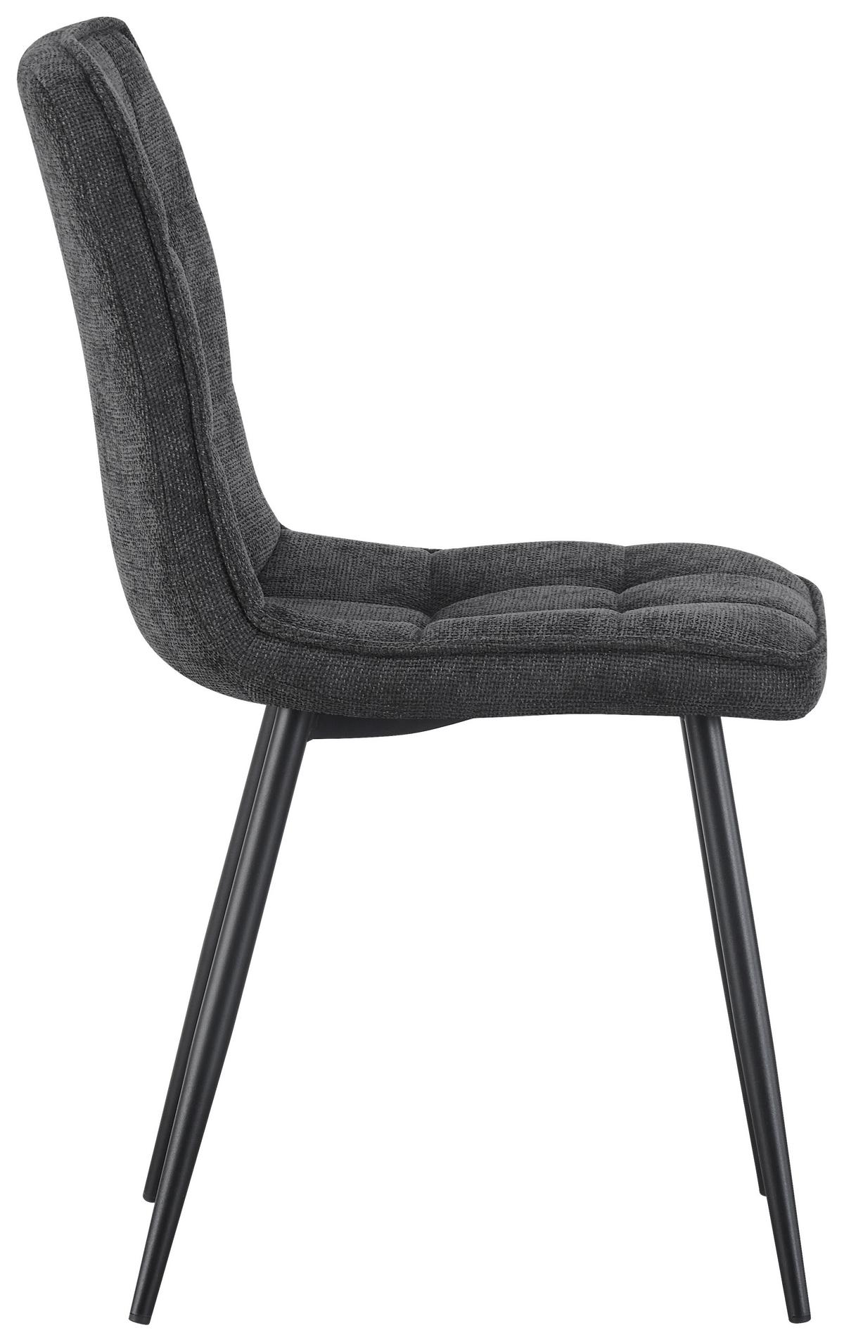 Vierfußstuhl Nevio Leinenoptik Anthrait, B: 45 Cm - Anthrazit/Schwarz, KONVENTIONELL, Holz/Textil (45/89/58cm) - MID.YOU