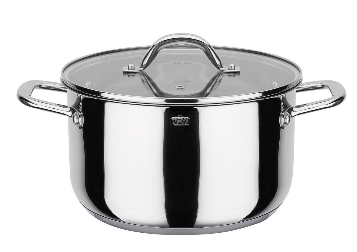 Kochtopfset Meran Edelstahl, 4-Teilig - Klar/Edelstahlfarben, Basics, Glas/Metall - GSW