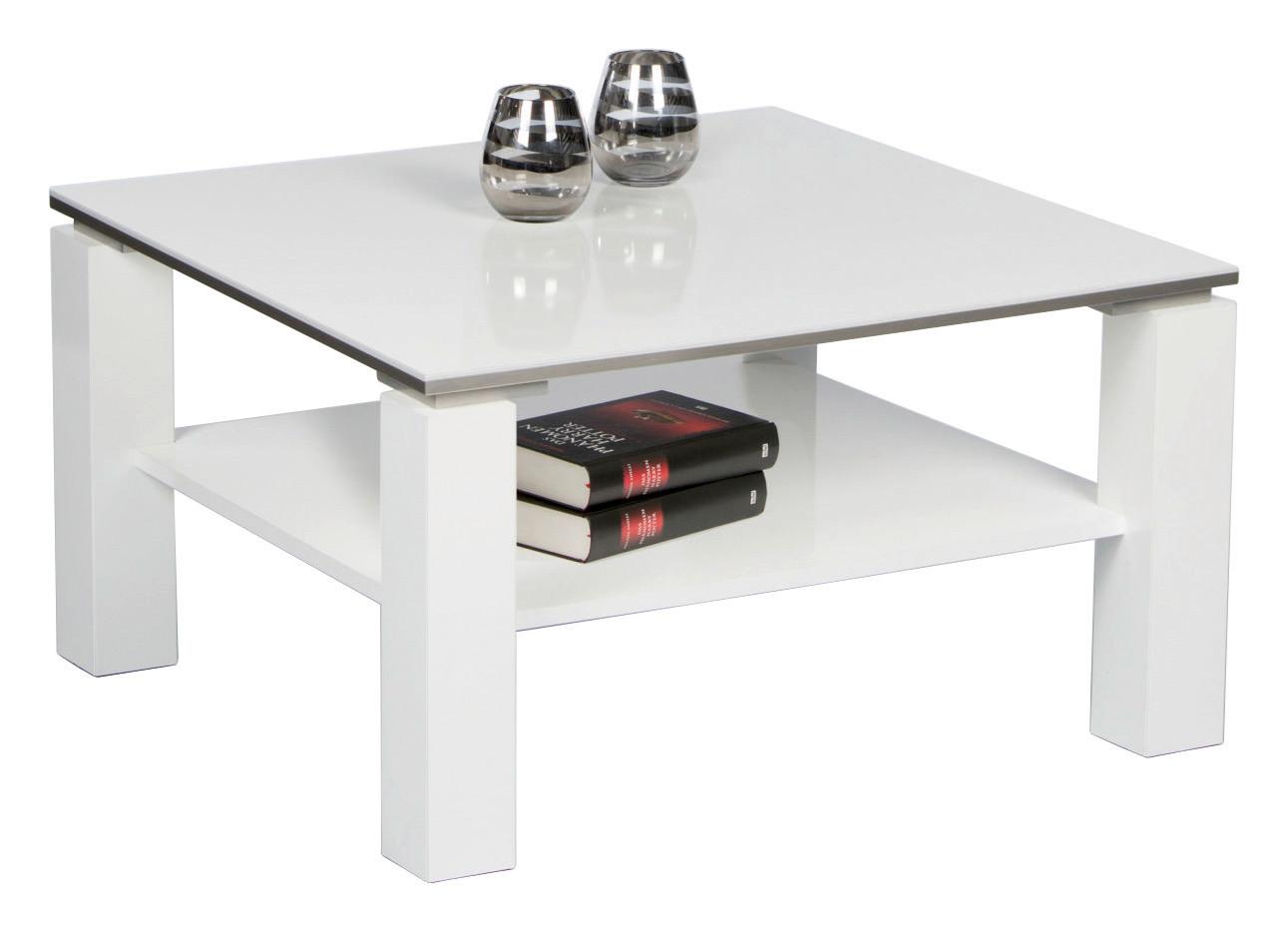 Couchtisch mit Ablagefach Romy Mini, Weiß Hochglanz