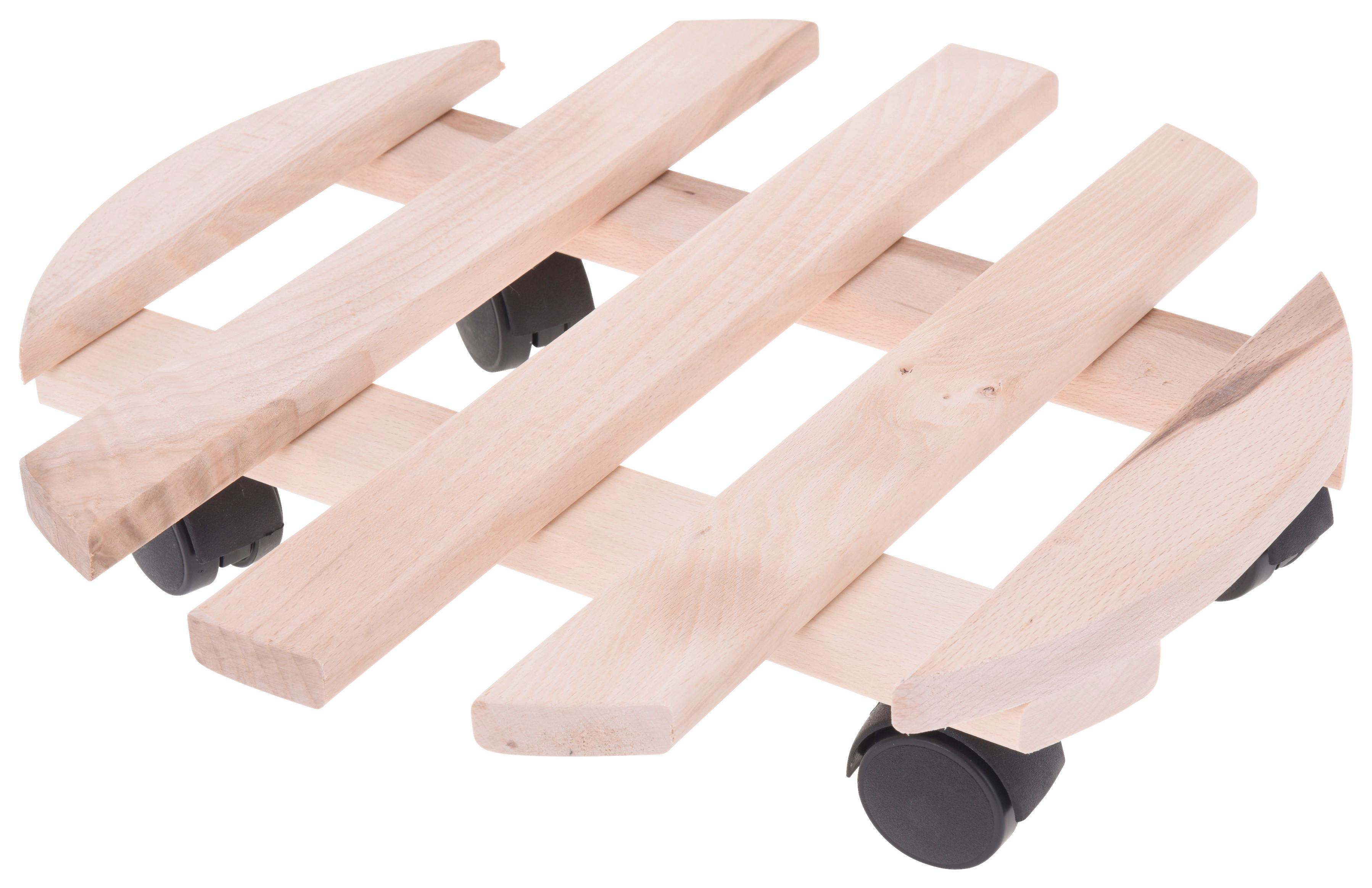 Pflanzenroller Carrie Ø 35 cm Buche - Schwarz/Naturfarben, Basics, Holz (35/8/35cm)